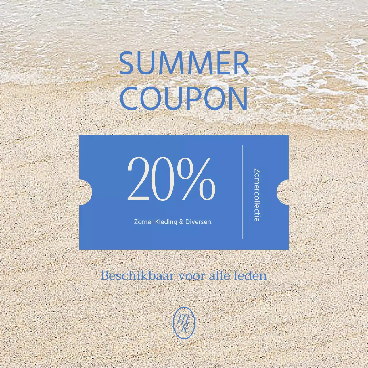 Een eenvoudige zomeradvertentie in lichtblauw en blauw