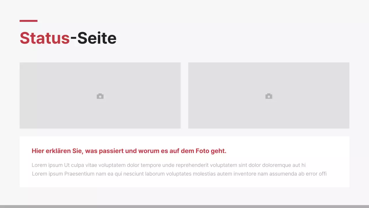Minimalistischer Unternehmensbericht in Rot und Weiß