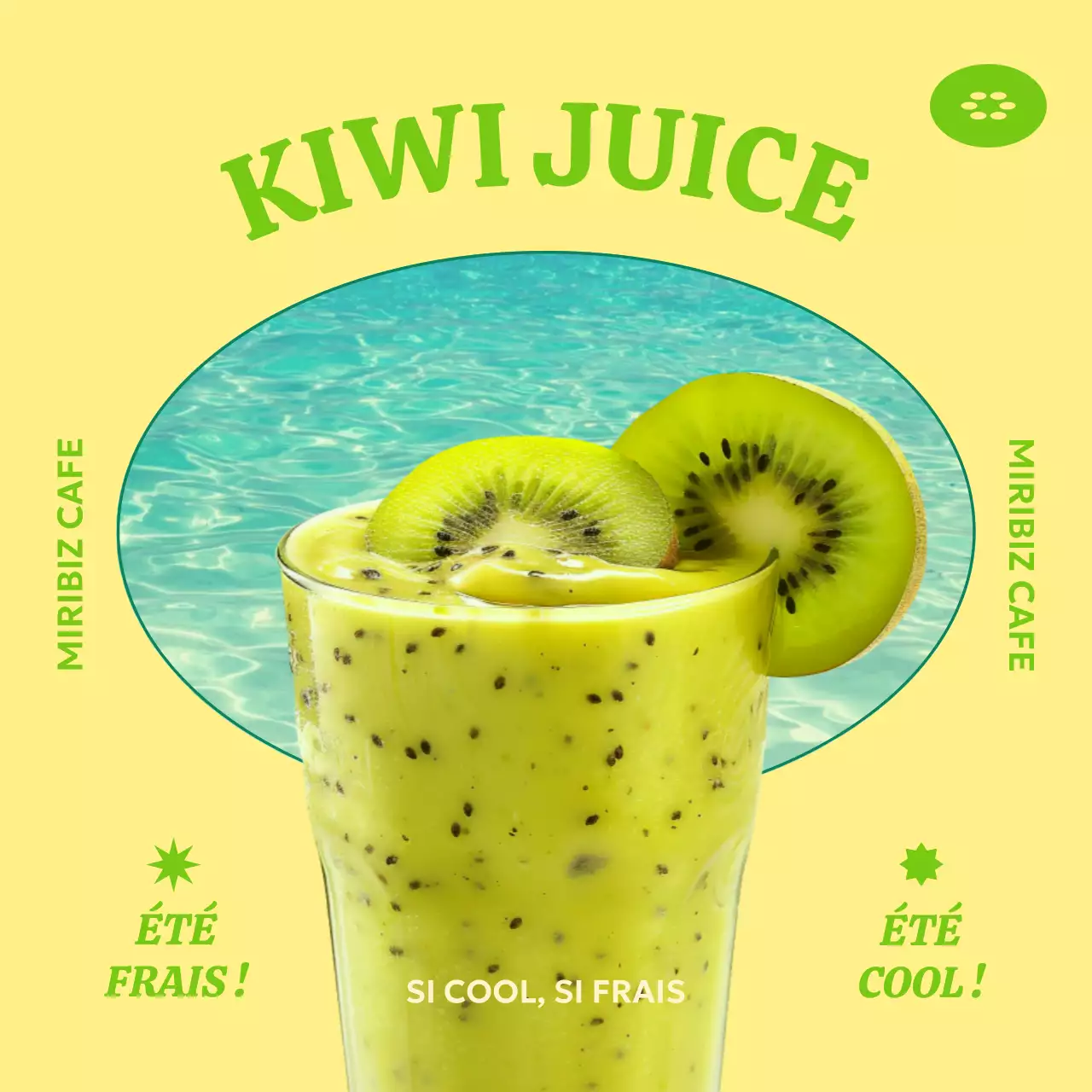 La bannière du jus de kiwi pour rester au frais en été
