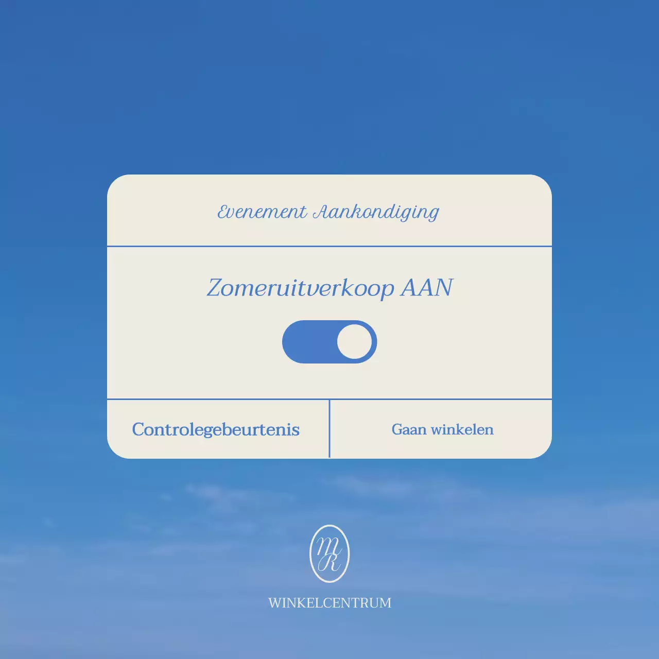 Een eenvoudige zomeradvertentie in lichtblauw en blauw