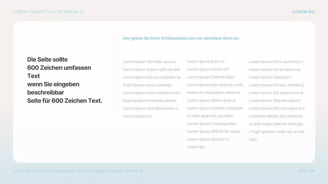 Einfacher Präsentationsvorschlag in Hellblau und Weiß