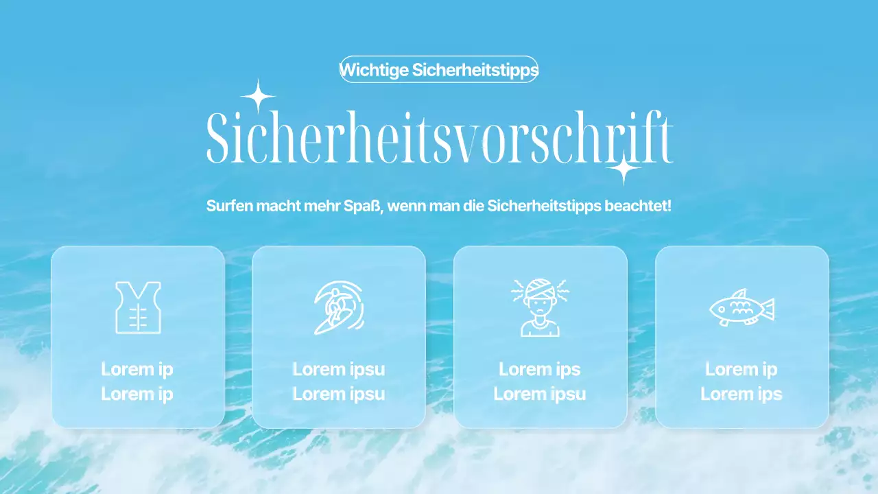 Ankündigung für einen trendigen Surfshop in Hellblau