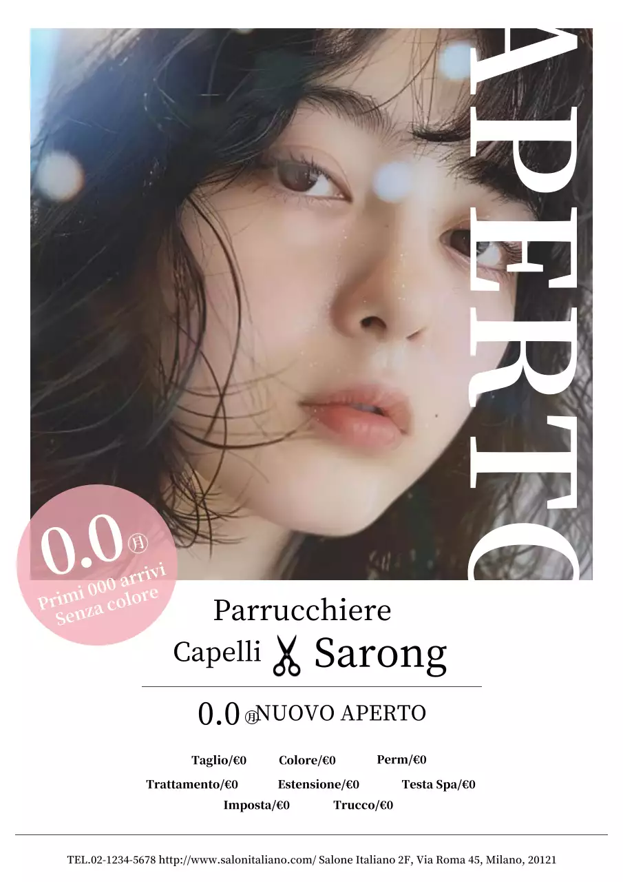 Pubblicità di un salone di bellezza semplice ed elegante in bianco e nero