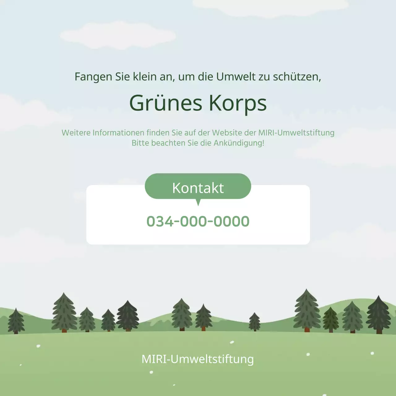 Eine einfache grün-weiße Beschreibung für die Einstellung von Studenten als Freiwillige