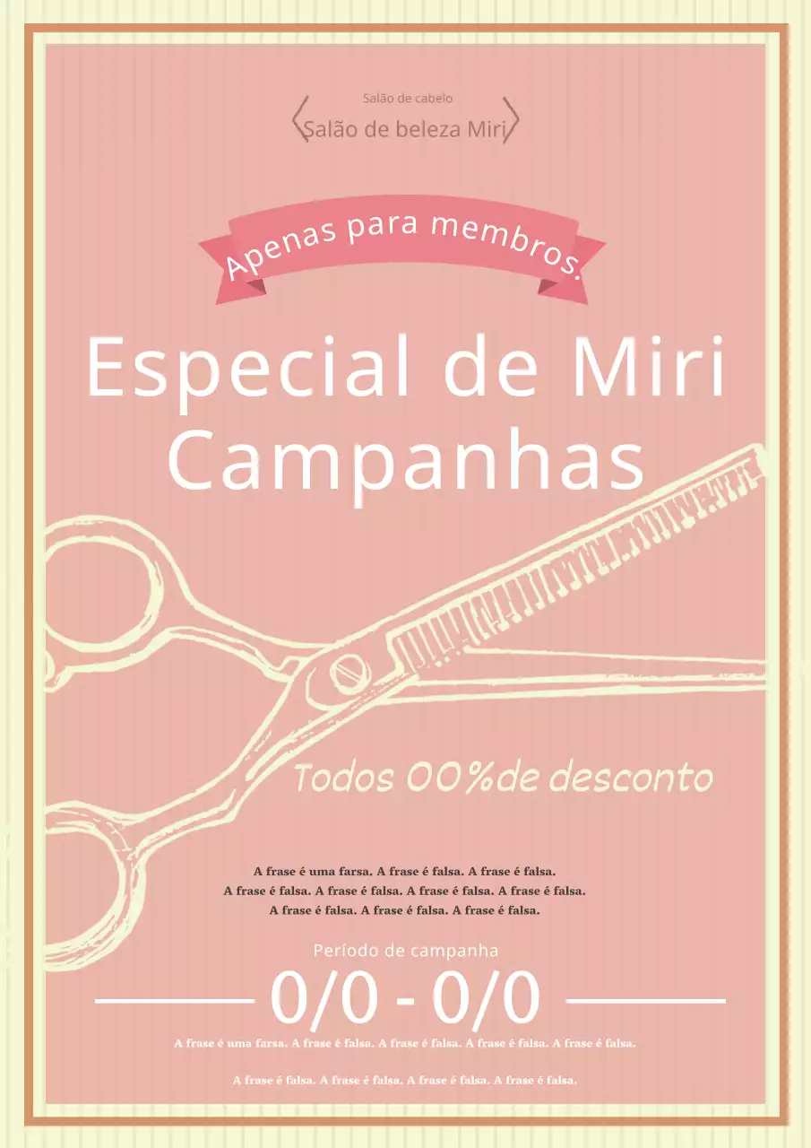 Anúncio simples e giro de um salão de cabeleireiro em cor-de-rosa e amarelo