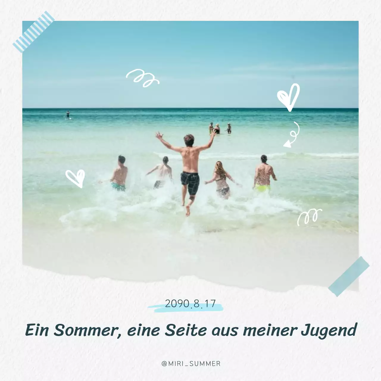 Eine hübsche Sommerurlaubspost in Hellblau und Weiß