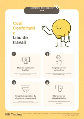 Campagne simple en jaune et blanc demandant une coopération pour économiser l'électricité