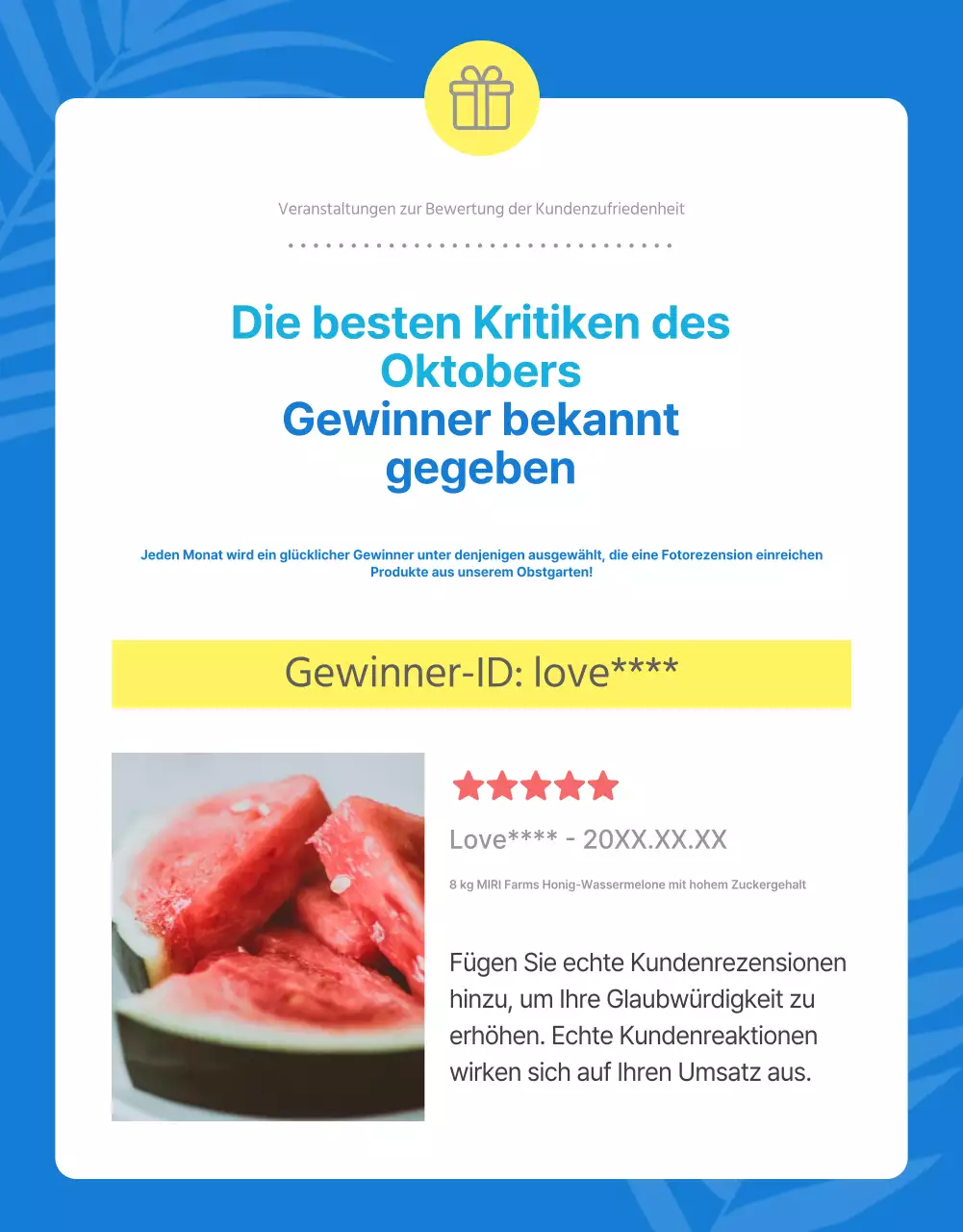 Förderung natürlicher Sommerfrüchte der Saison in Blau und Weiß