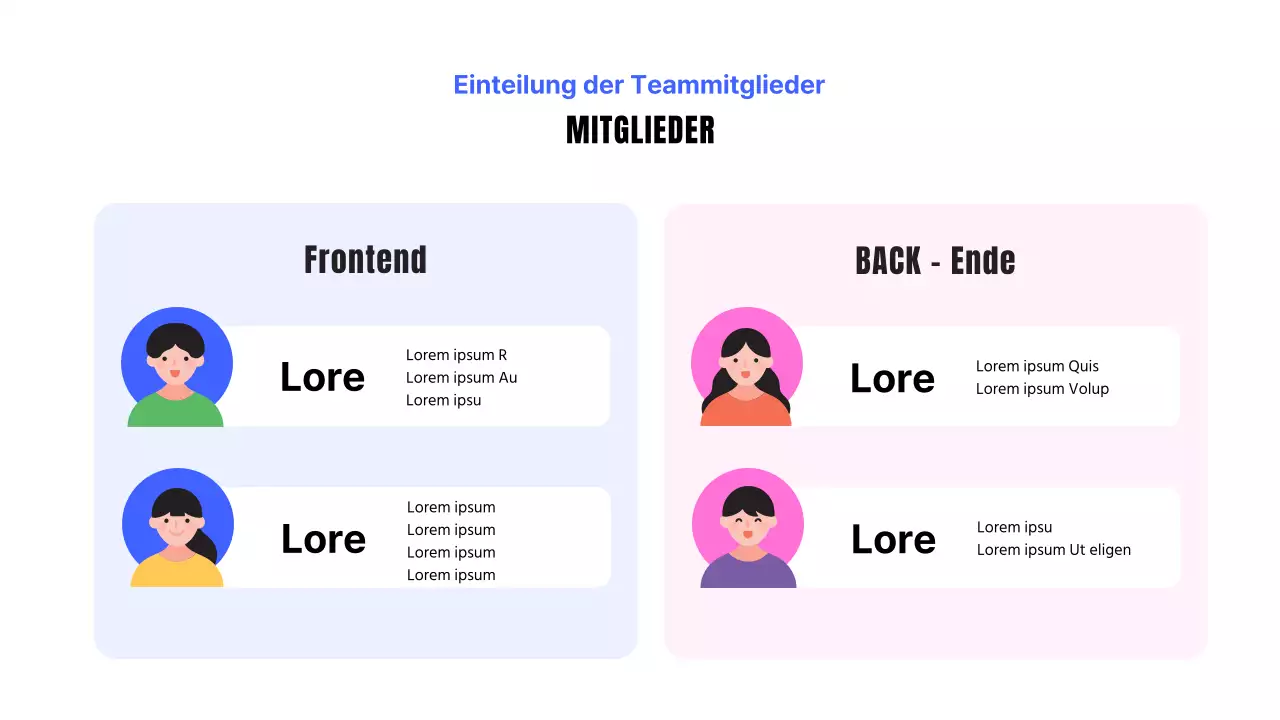 Ein einfacher Projektauftrag für die Webentwicklung in Blau und Rosa