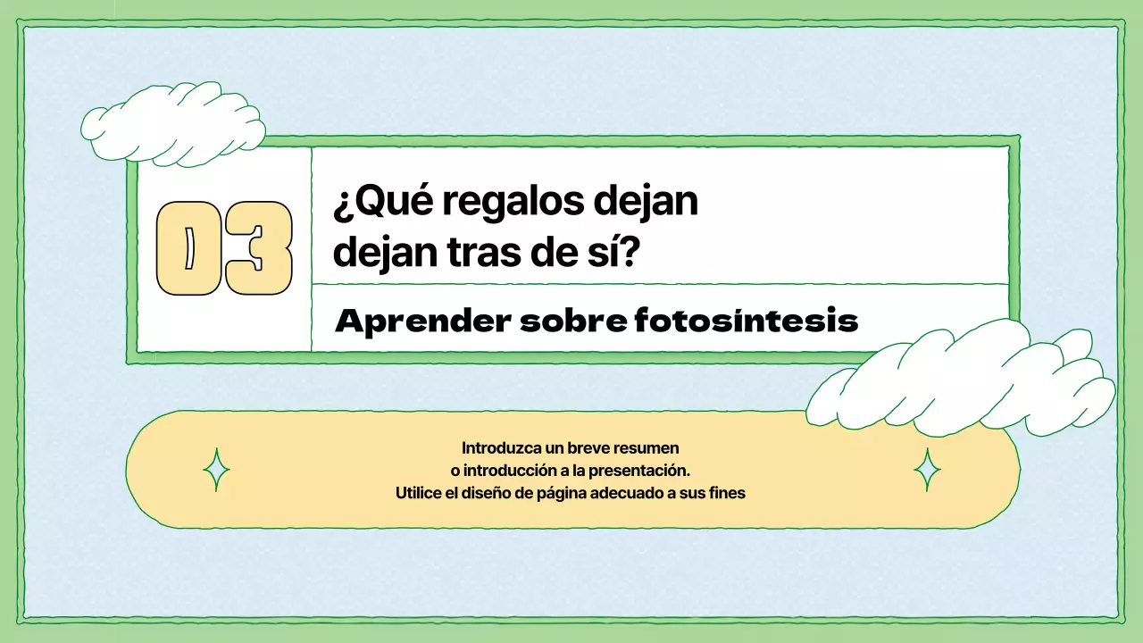 Recursos educativos sobre fotosíntesis en chartreuse y azul claro