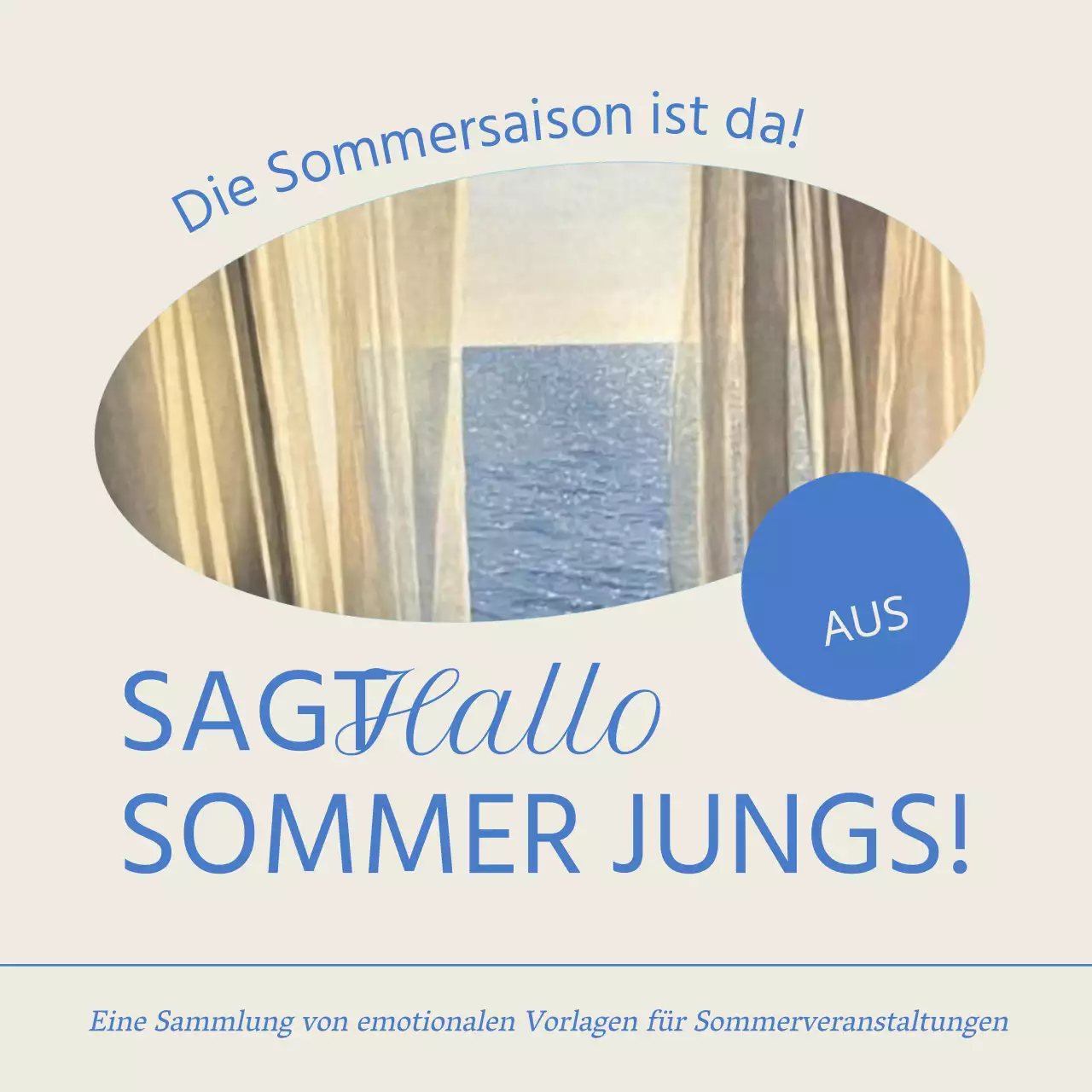 Eine einfache Sommerschlussverkaufsanzeige in Hellblau und Blau