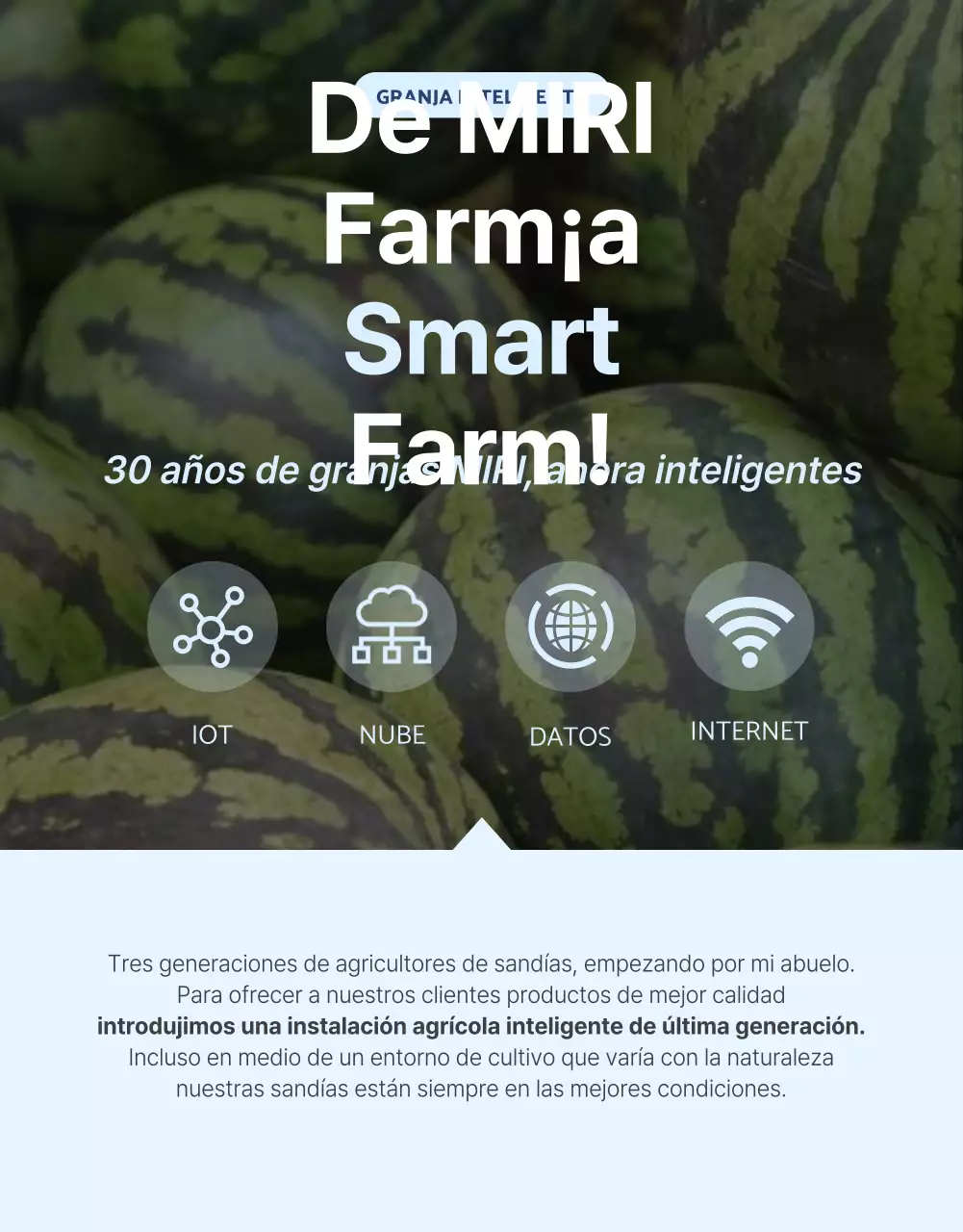 Promocionar las frutas naturales de temporada en azul y blanco