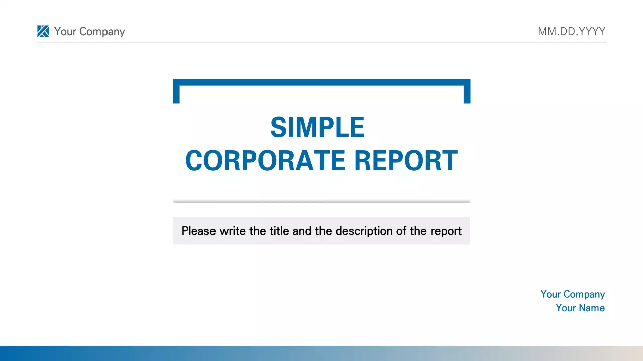A simple blue and white printable report presentation