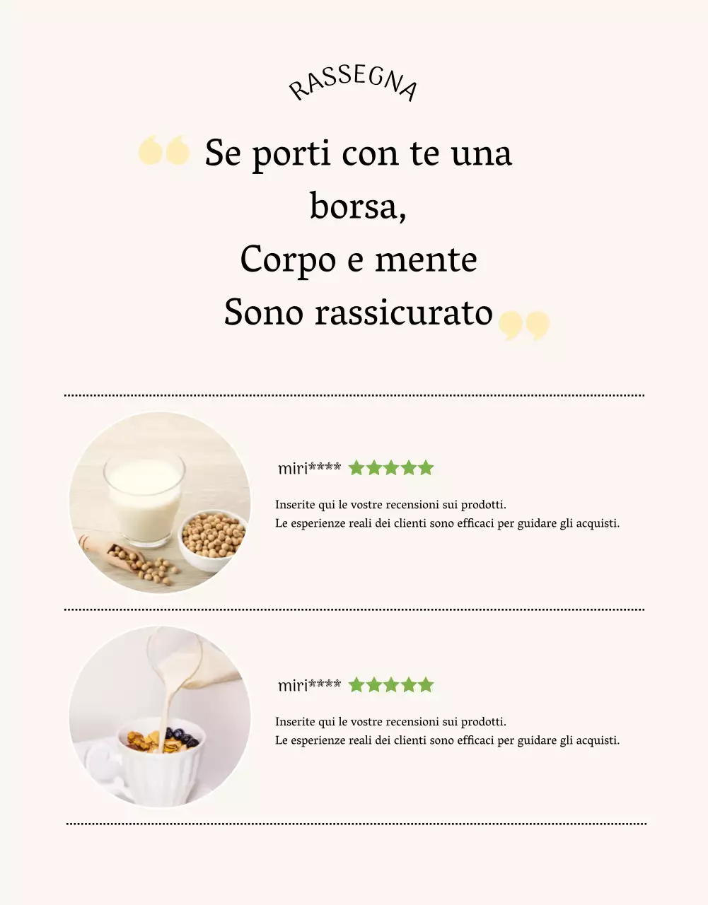 Informazioni sul prodotto beige e minimalista del latte di soia