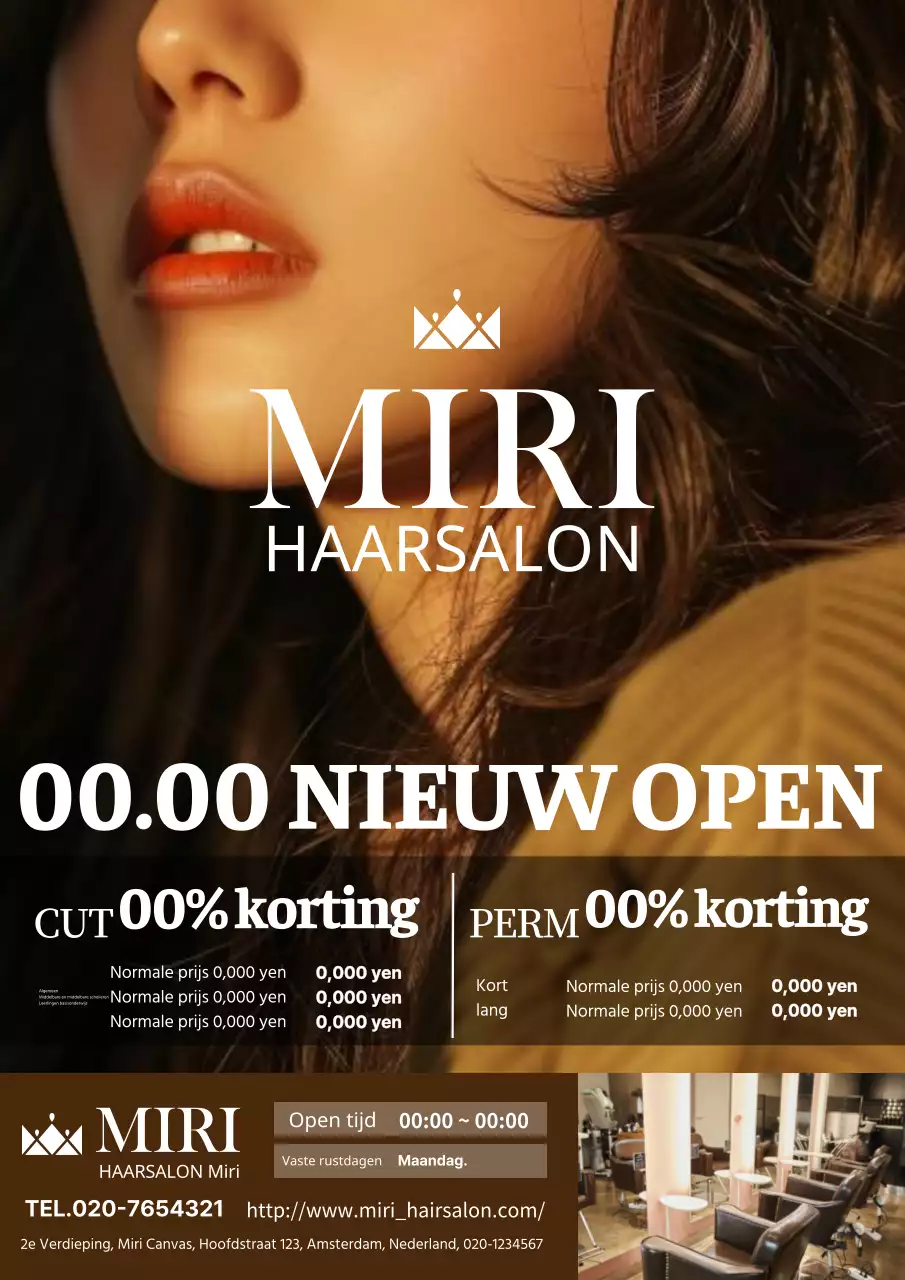 Strakke en eenvoudige kapsalonreclame in bruin