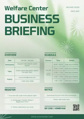 Green Modern Business Briefing Notice Poster