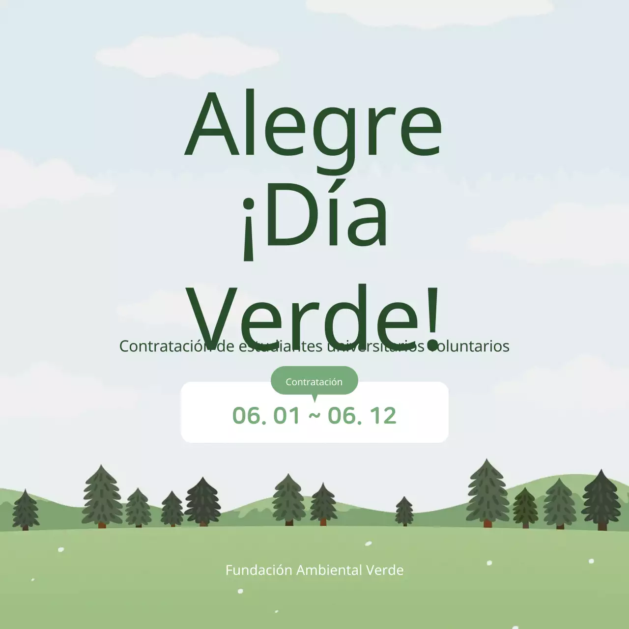 Una sencilla descripción verde y blanca de la contratación de estudiantes universitarios voluntarios