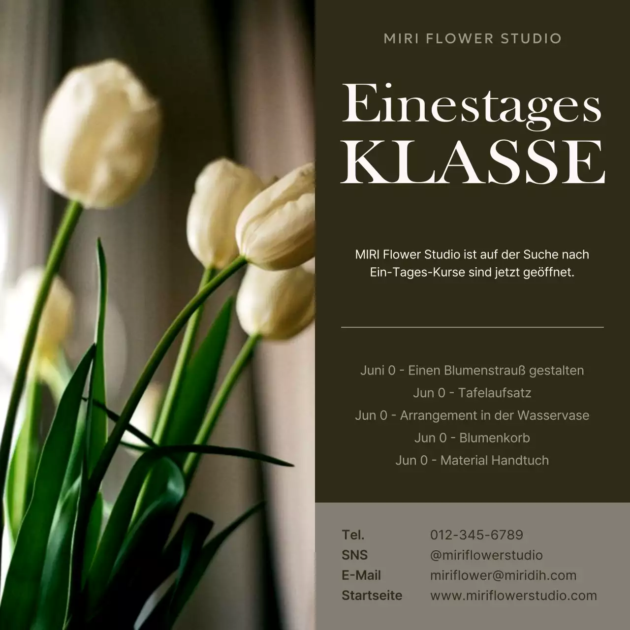 Fördern Sie einen eintägigen Kurs in Braun