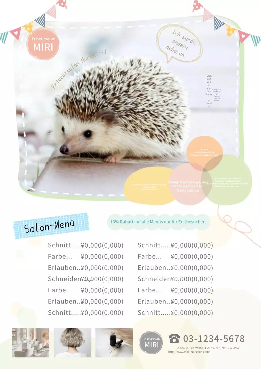 Ein Regenbogen aus niedlichen und zarten Friseurwerbungen