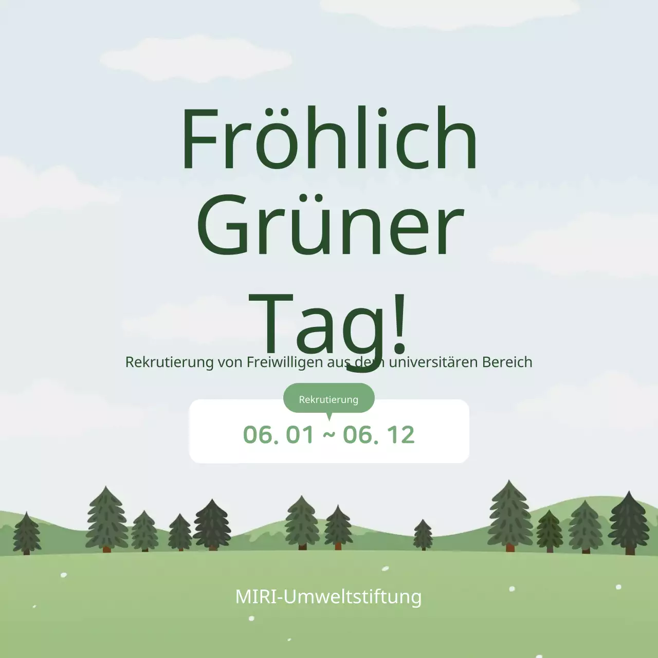 Eine einfache grün-weiße Beschreibung für die Einstellung von Studenten als Freiwillige