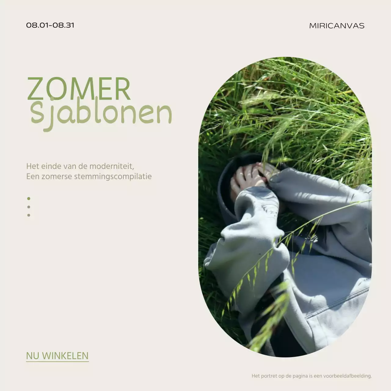 Een eenvoudige, op de zomer geïnspireerde verkoopadvertentie in chartreuse en ivoorkleur