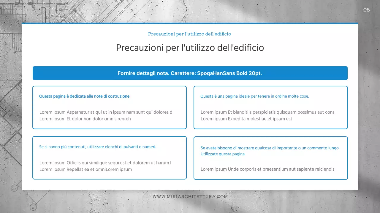 Briefing di design architettonico semplice in blu e grigio