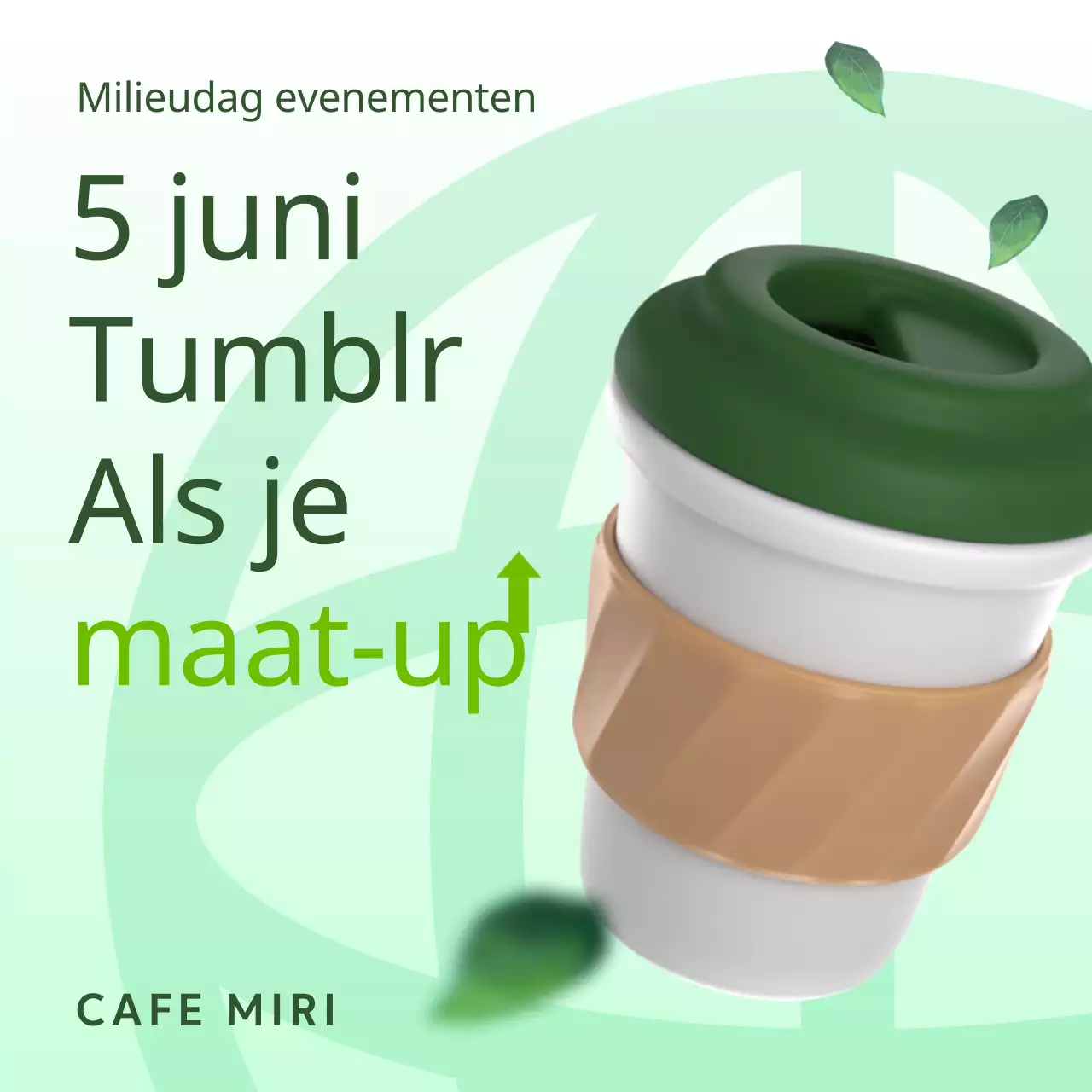 Promoot een minimalistisch Earth Day tumblr size-up evenement met groen en eenjarigen