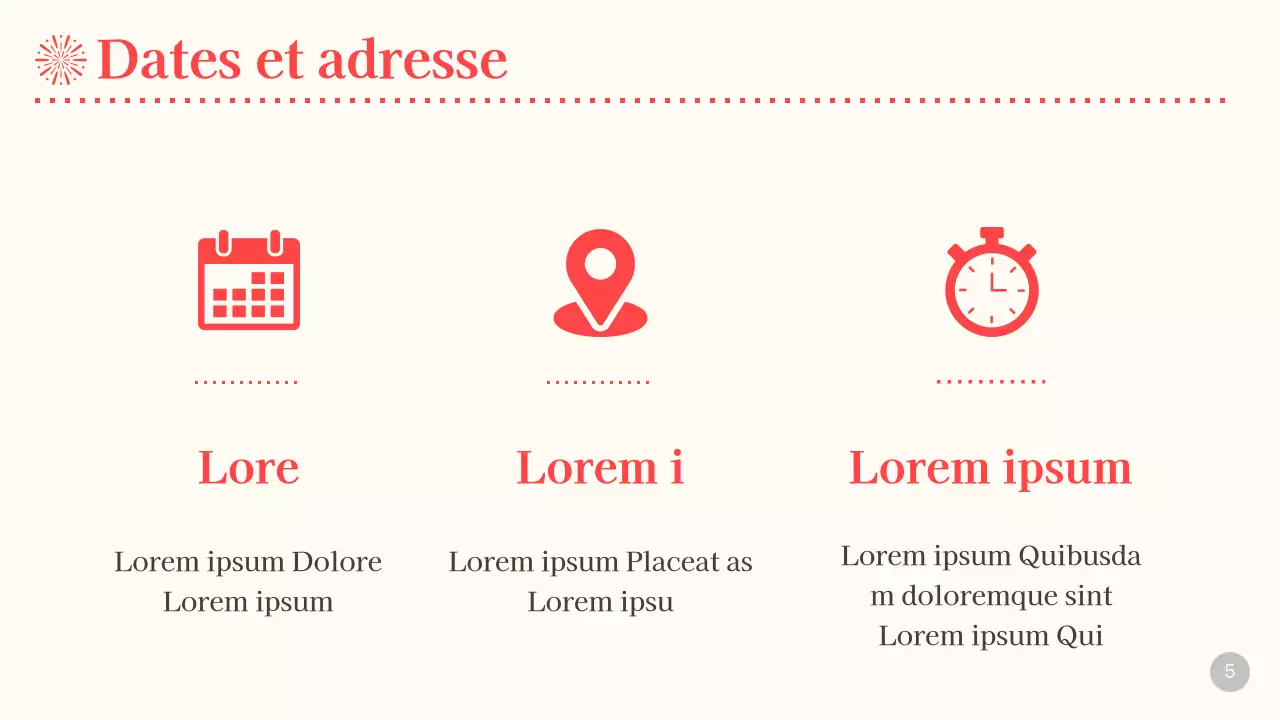 Planification d'un feu d'artifice beige et rouge