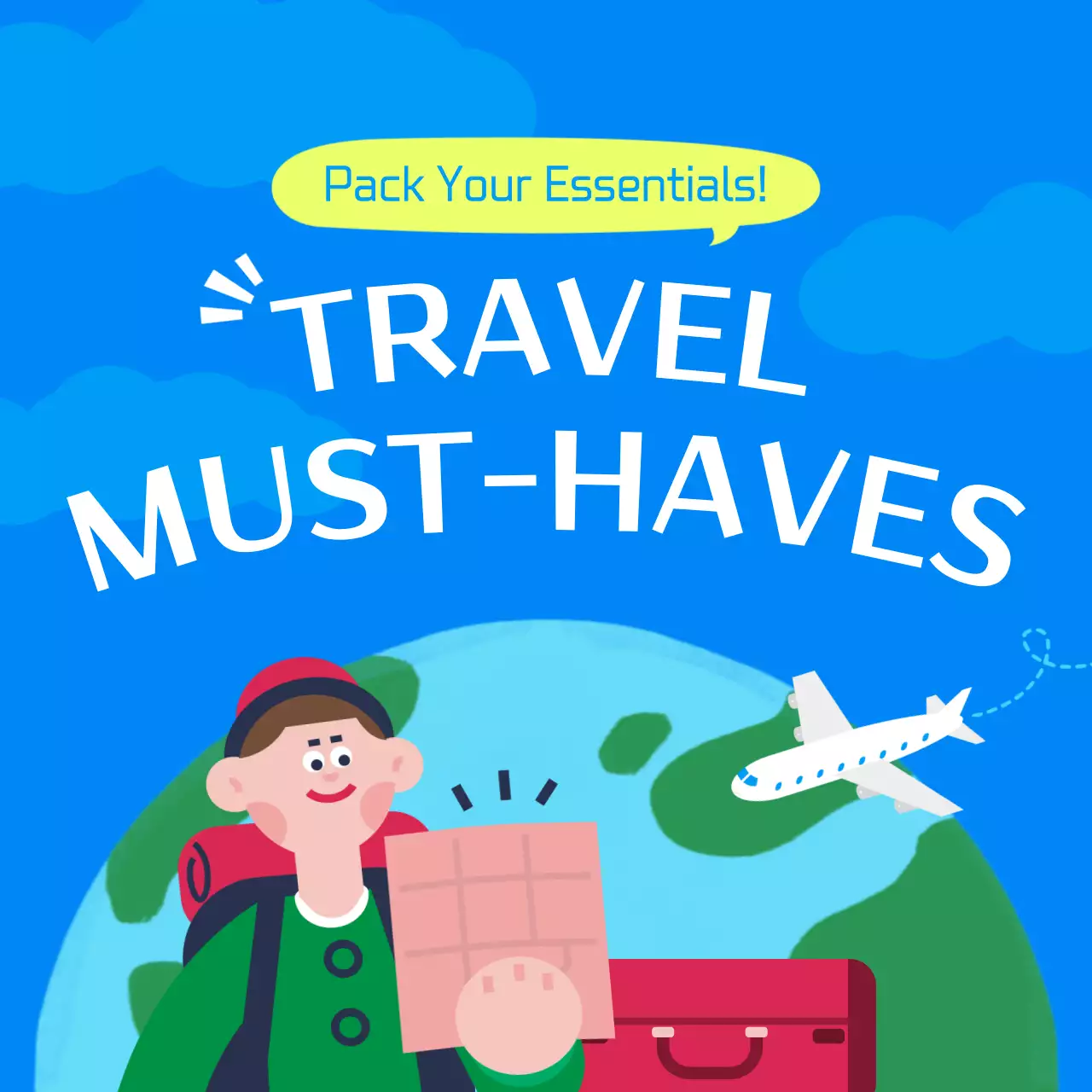 Blue Simple Travel Guide Social Media Post