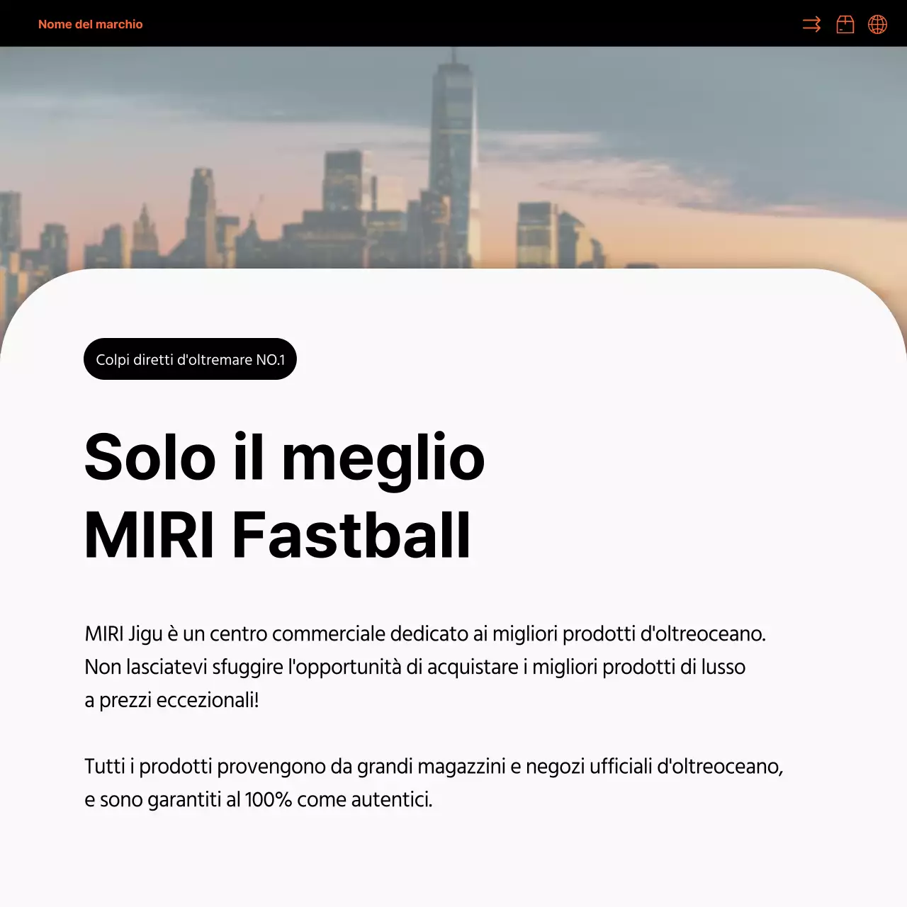 Semplice promozione sui social media della vendita diretta all'estero in arancione e nero