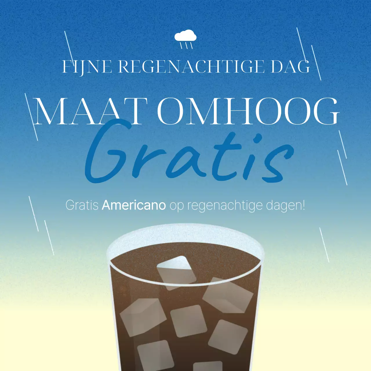 Vintage reclame voor regenseizoen in ivoor en blauw