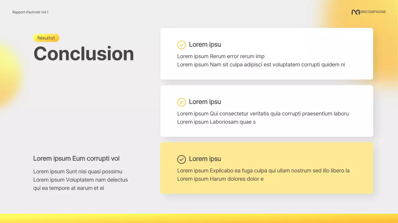 Un rapport d'entreprise moderne en jaune et gris