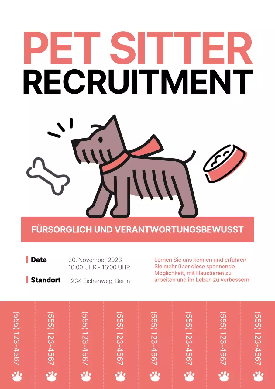 Eine einfache rot-schwarze Stellenanzeige für einen Tiersitter