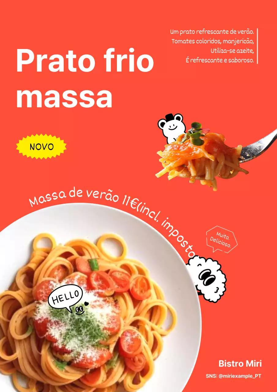 Promova o belo menu sazonal de verão do seu restaurante em cor de laranja
