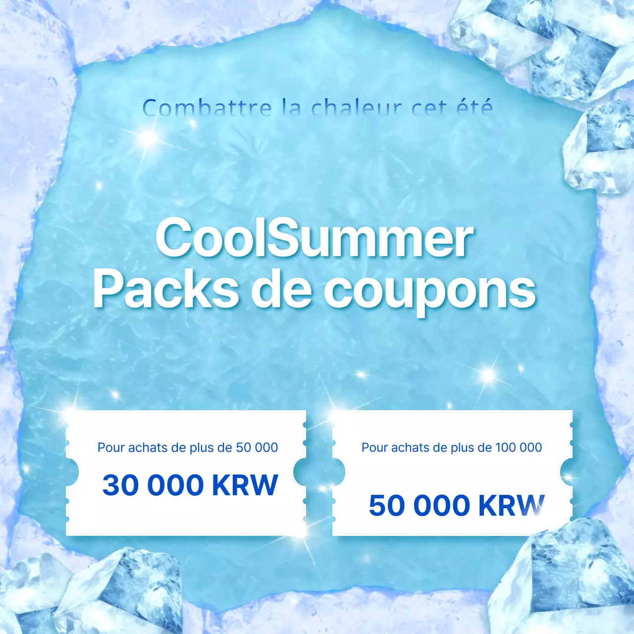 Une collection de vignettes d'événements estivaux tendance en bleu clair et en bleu