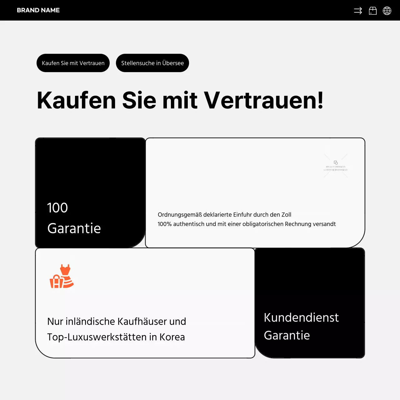 Einfache orange-schwarze Übersee-Direktverkaufswerbung in den sozialen Medien