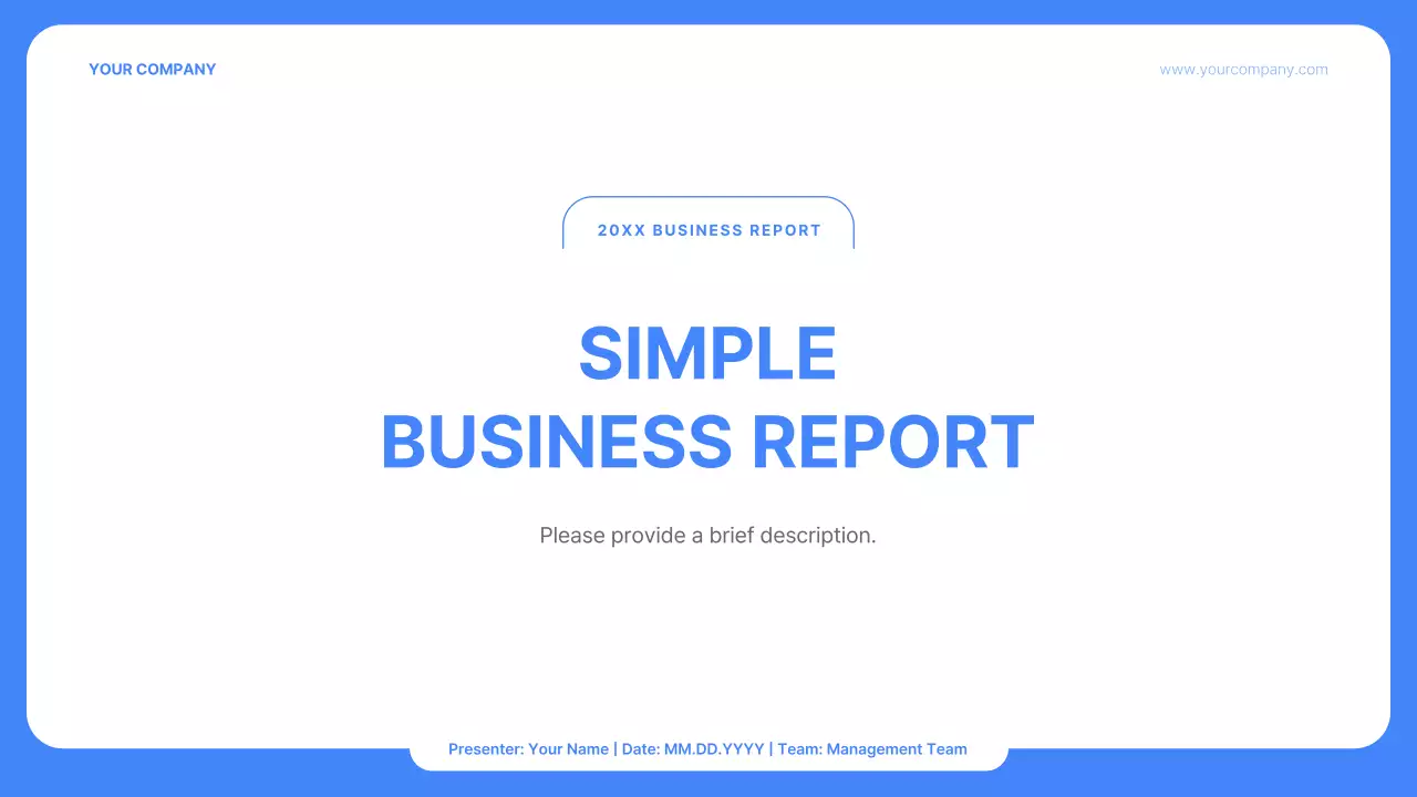 Blue Simple Business Report Document Presentation