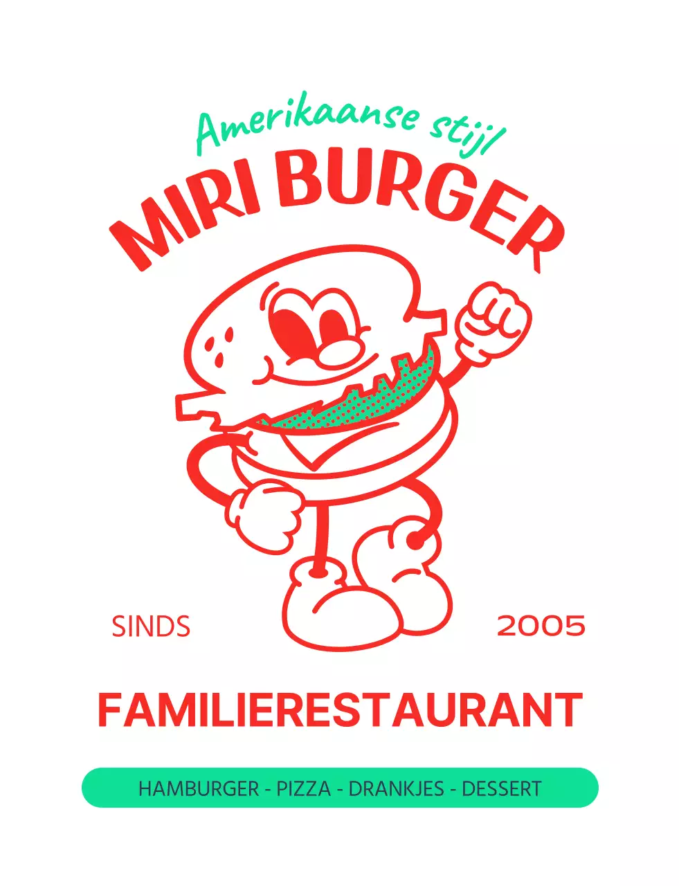 Logo met een hamburger in Amerikaanse stijl