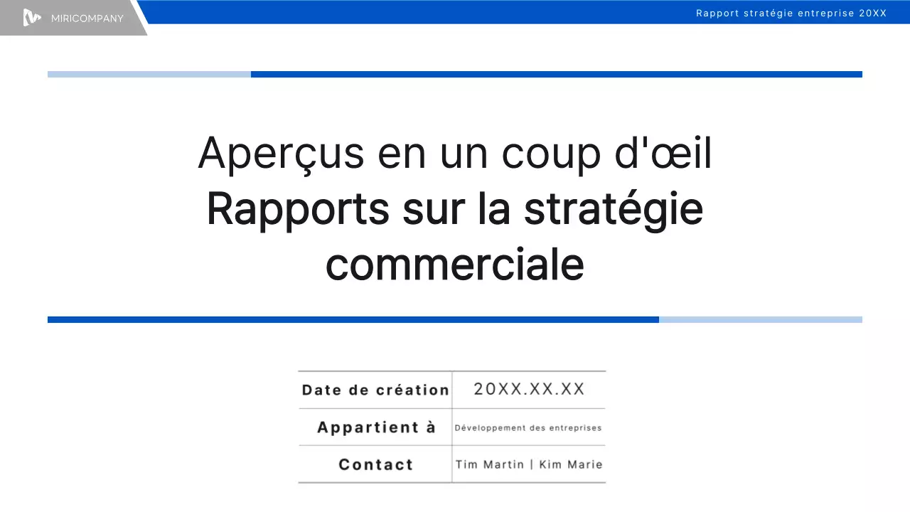 Un rapport simple sur la stratégie d'entreprise en bleu et noir