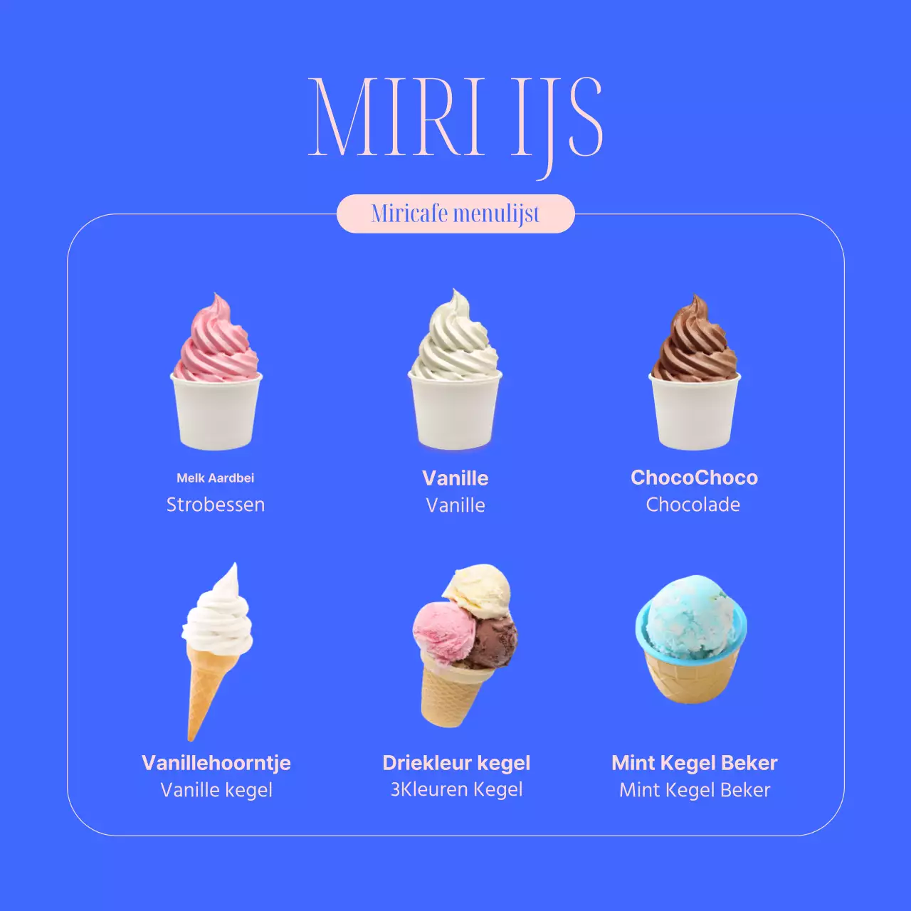 Een eenvoudig blauw en roze zomerdessert menu lanceringsadvertentie