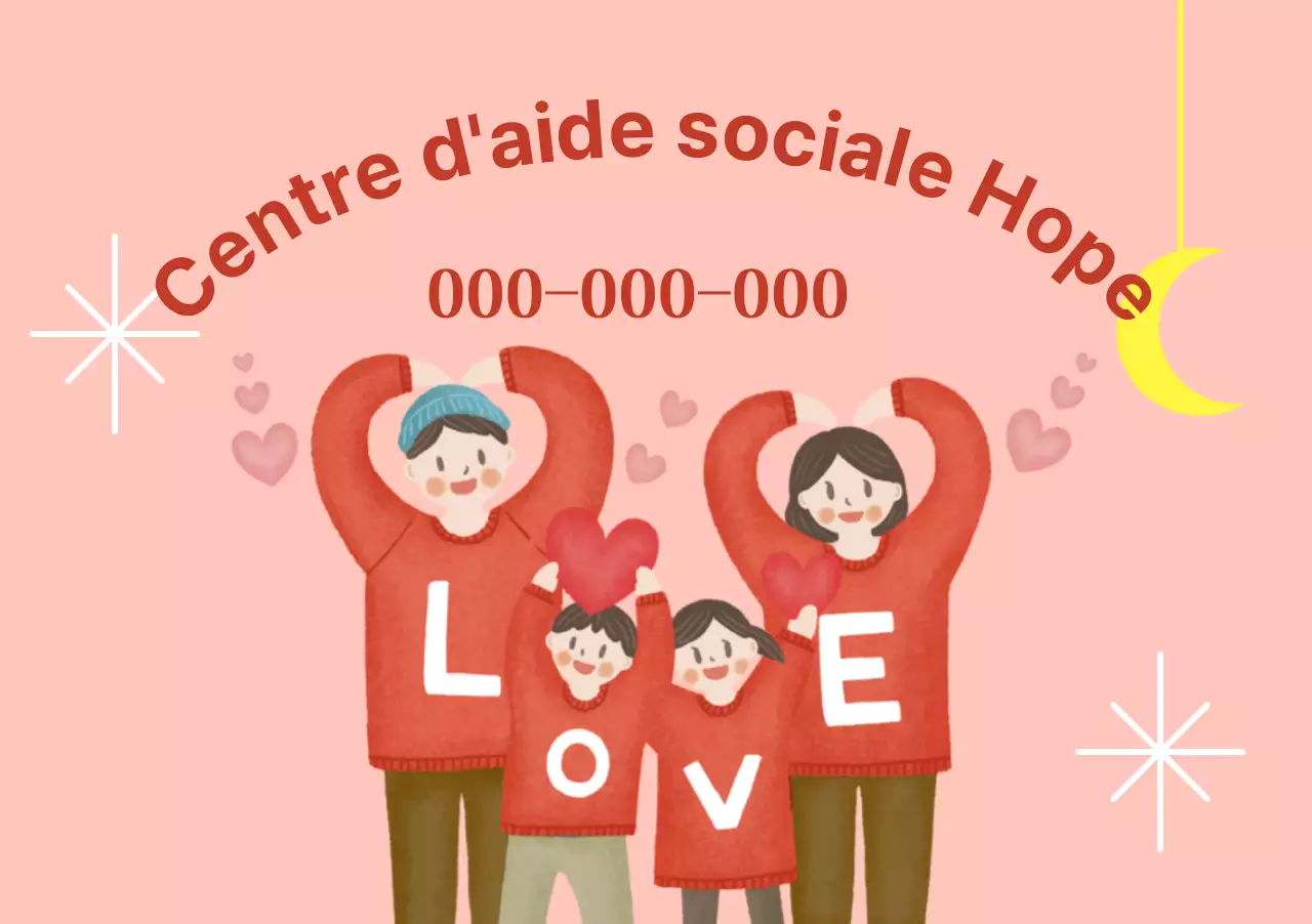 Centre d'aide sociale chaleureux et lumineux avec illustrations familiales