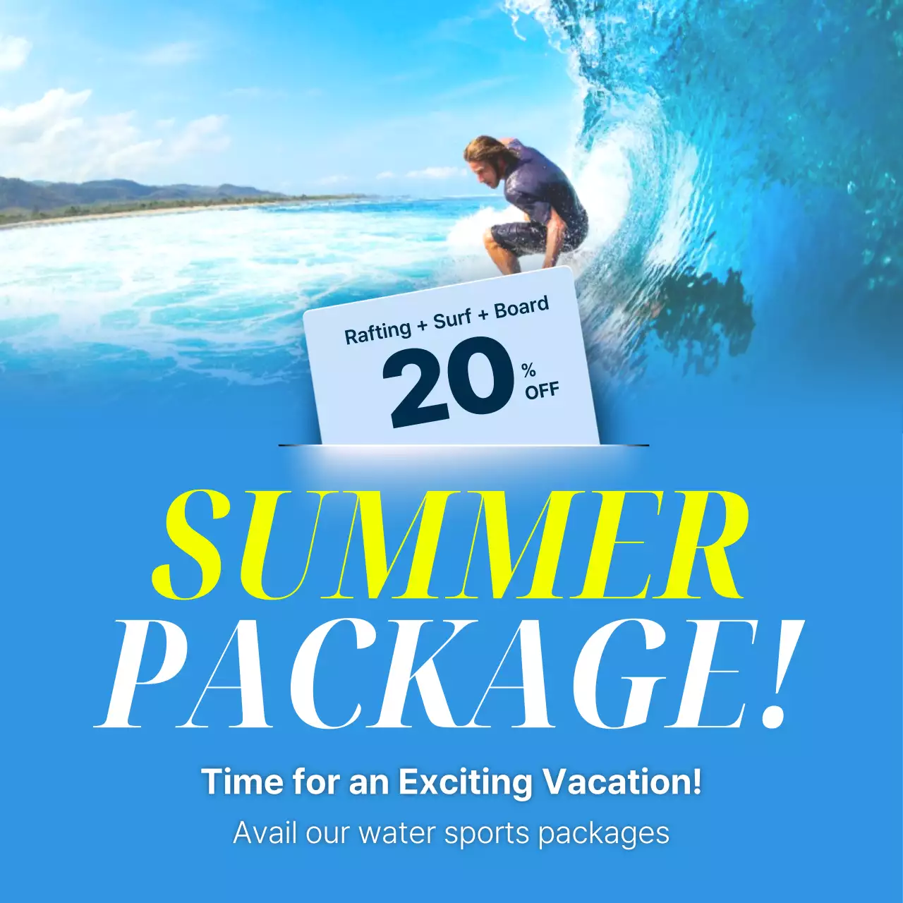 Blue Trendy Vacation Promotion Social Media Post