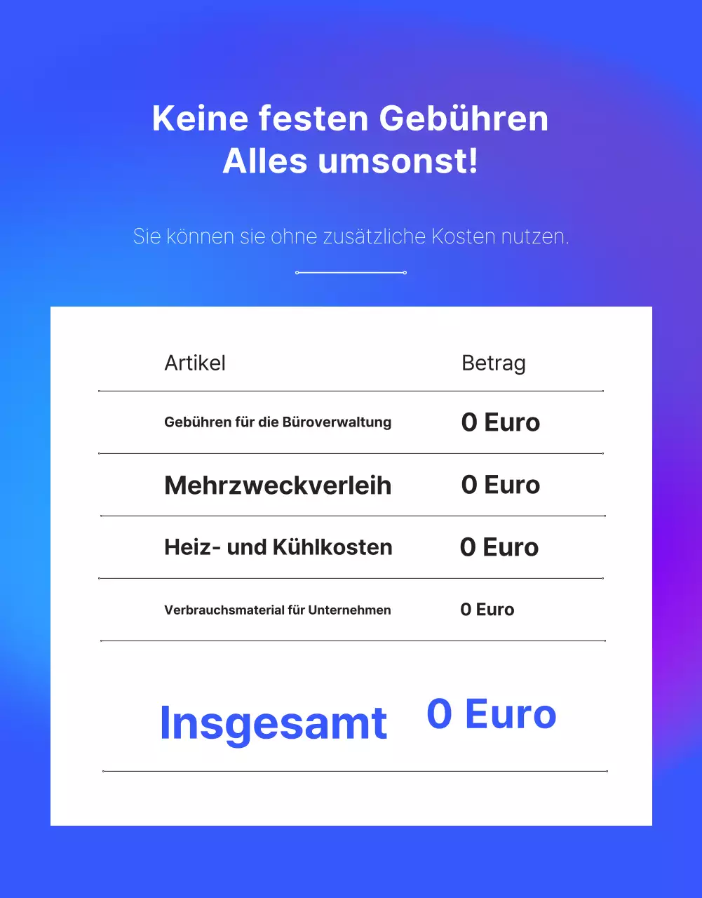 Förderung der modernen Bürogemeinschaft von Blue