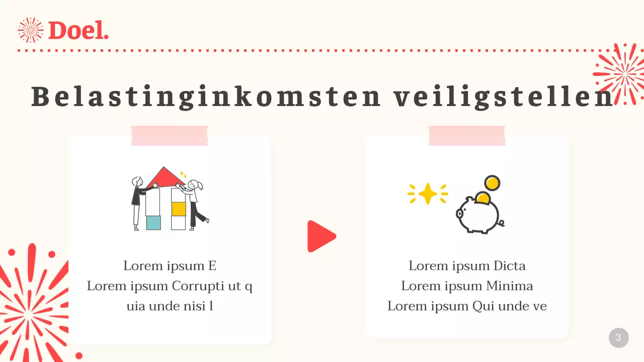 Een extravaganza van beige en rood vuurwerk plannen