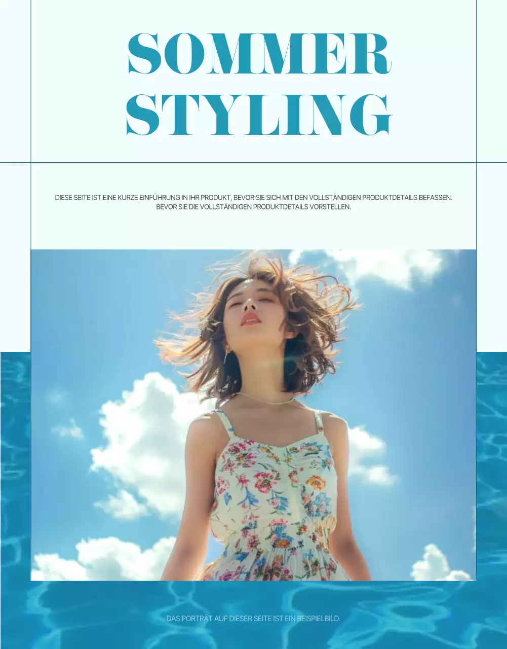 Fördern Sie minimalistische Sommermode in Blau und Hellblau