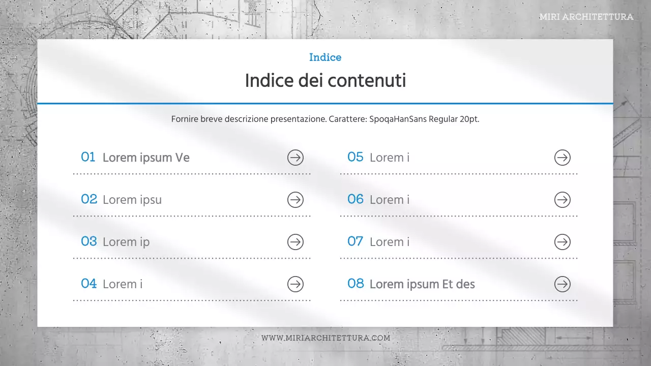 Briefing di design architettonico semplice in blu e grigio