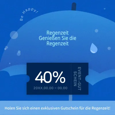 Einfache Verkaufsanzeige für die Regenzeit in Blau