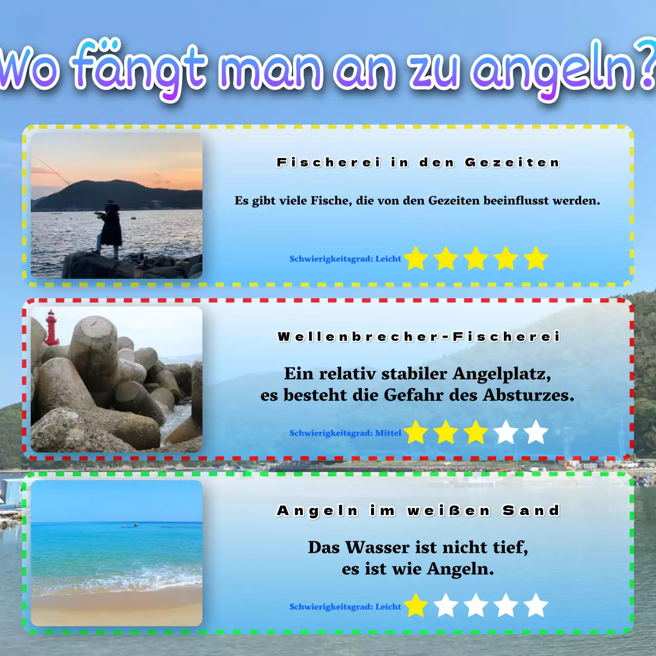 Förderung der Fischerei auf Blaue und Regenbogen im Meer