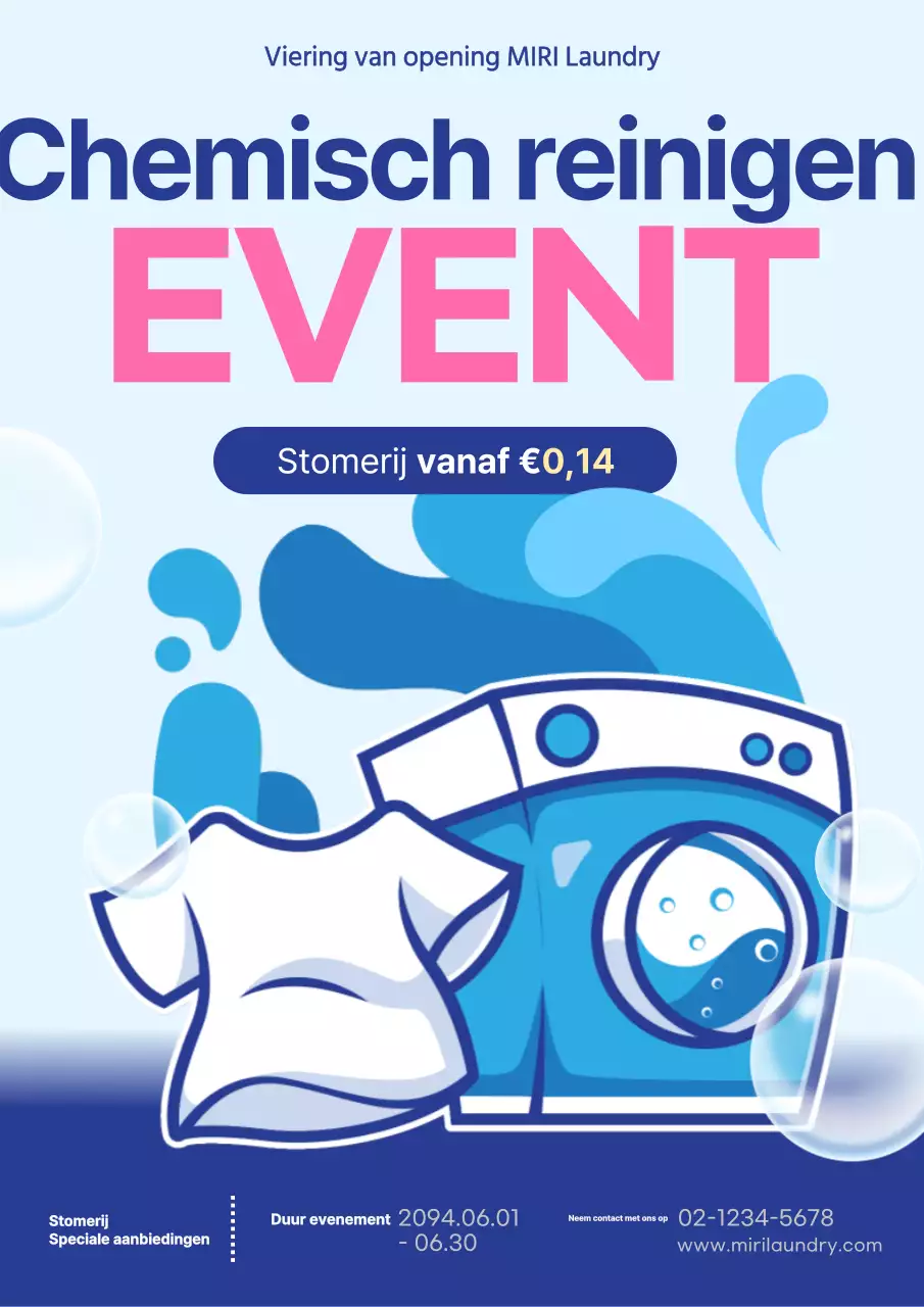 Promoot kortingen voor stomerijen in een eenvoudig roze en lichtblauw kleurenschema