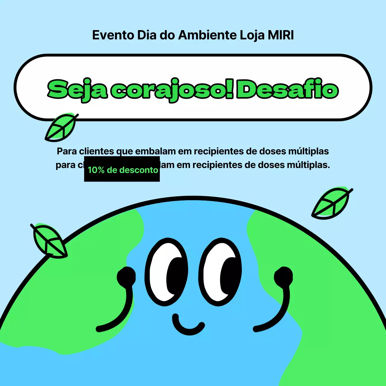 Um folheto de desconto do Dia do Ambiente em verde e azul-celeste